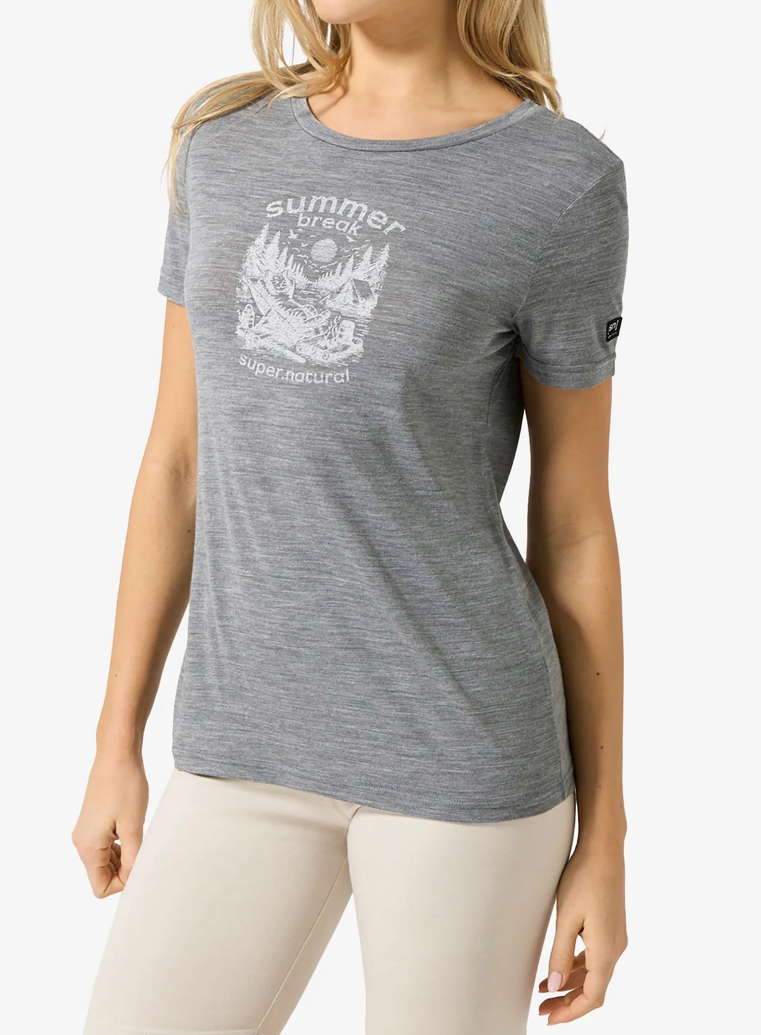 Dámské tričko Super.natural Summer Break Tee cashmere grey mel/wht S