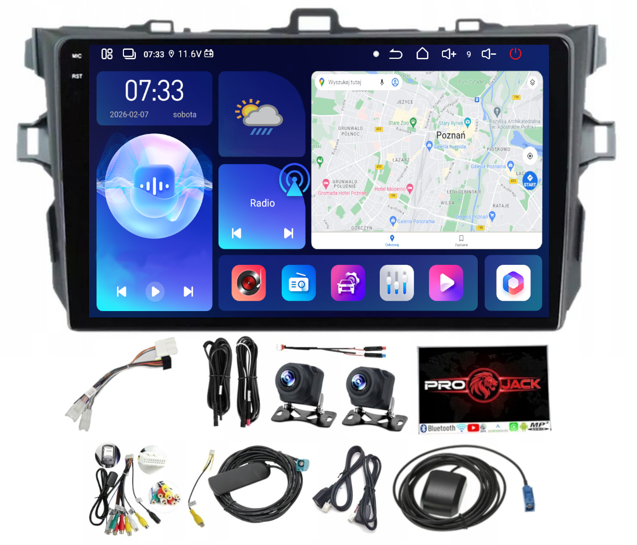 Rádio Navigace Carplay Android Toyota Corolla 2006-2013 6GB 128GB Sim
