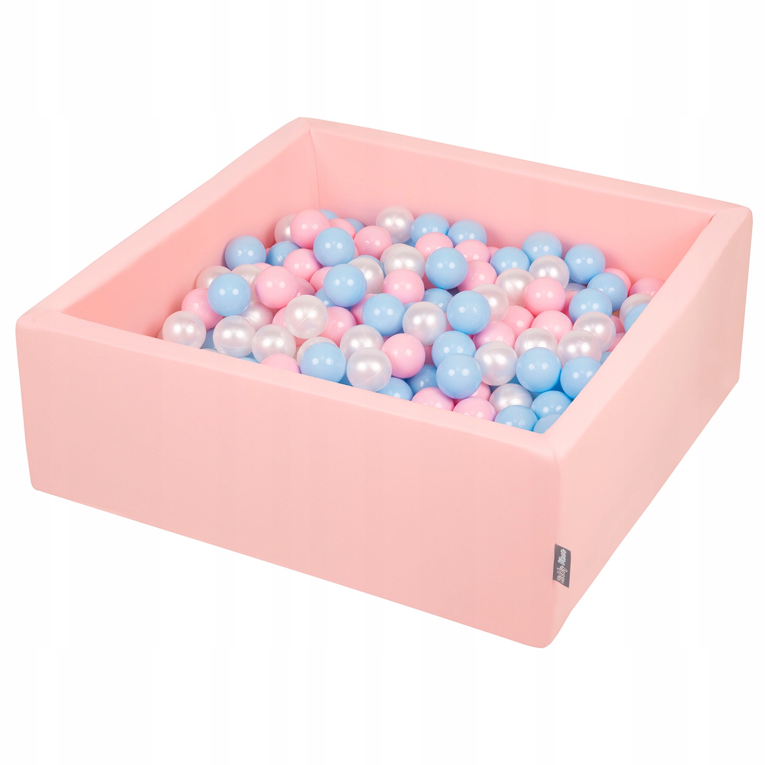 KiddyMoon Suchy Basen 90x30 różowy kwadratowy 300 piłeczek Dla Dzieci