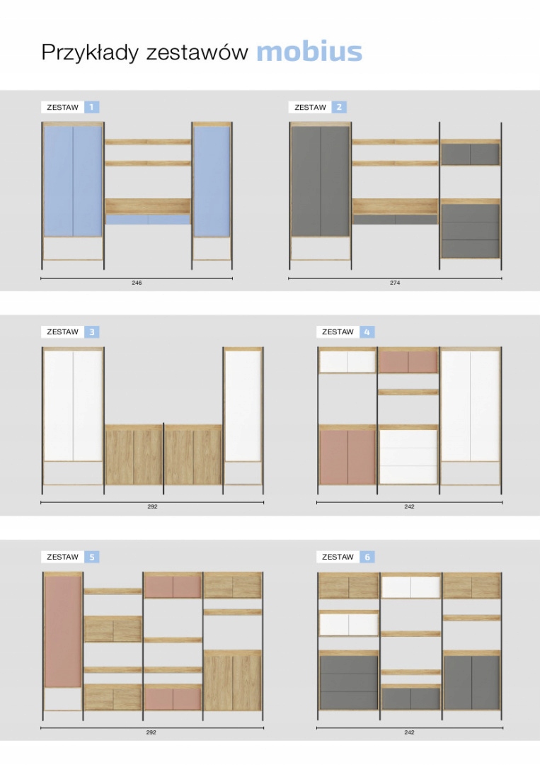 Halmar MOBIUS SZAFKA 2D hikora naturalna szary Głębokość mebla 41 cm