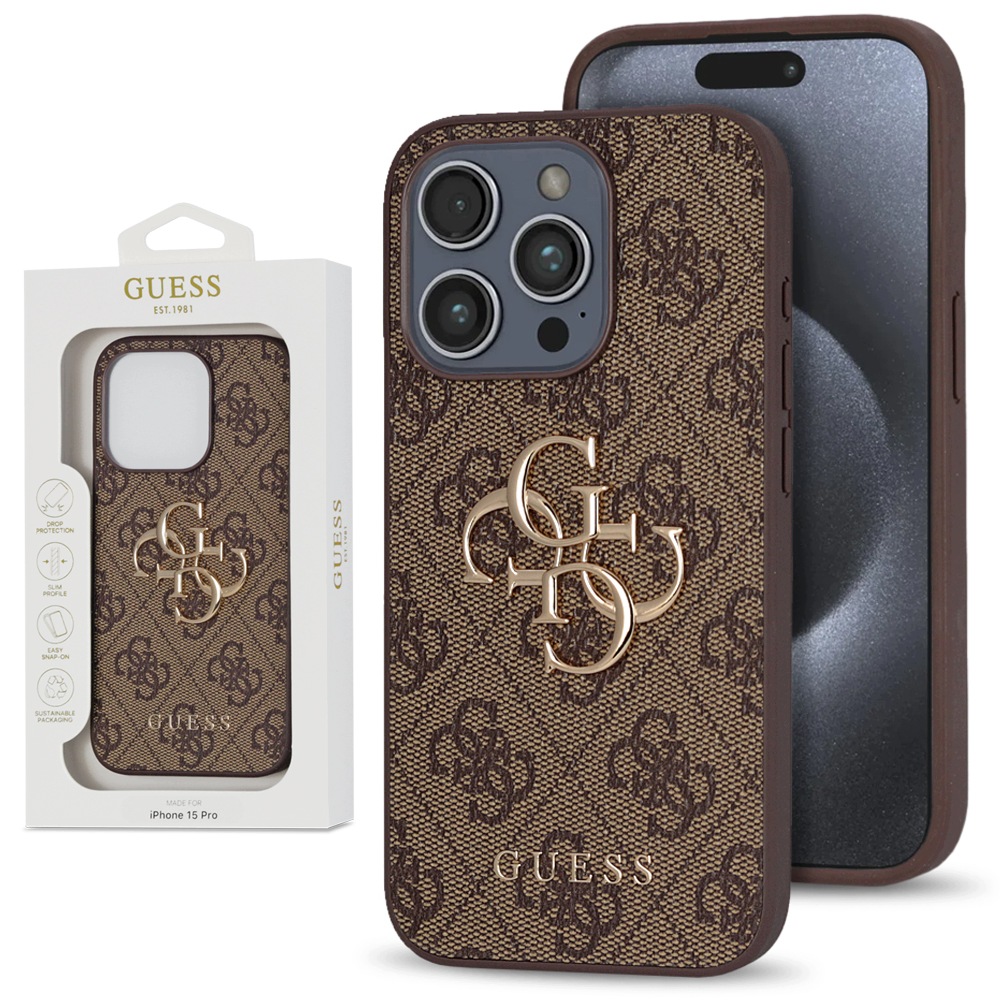 Guess 4G designové pouzdro, značkové zadní kryt pro Apple iPhone 15 Pro