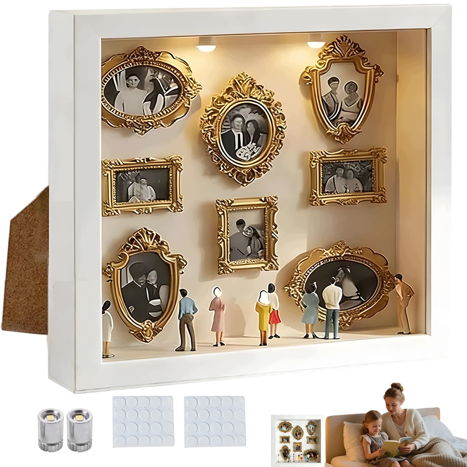 Diy Dárková Krabička Krabička S 8 Mini Rámečky, 8 Panenkami, 2 Led Lampičkami