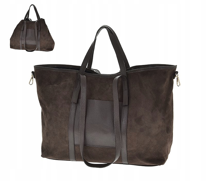 Semišový Maxi Shopper v čokoládové barvě