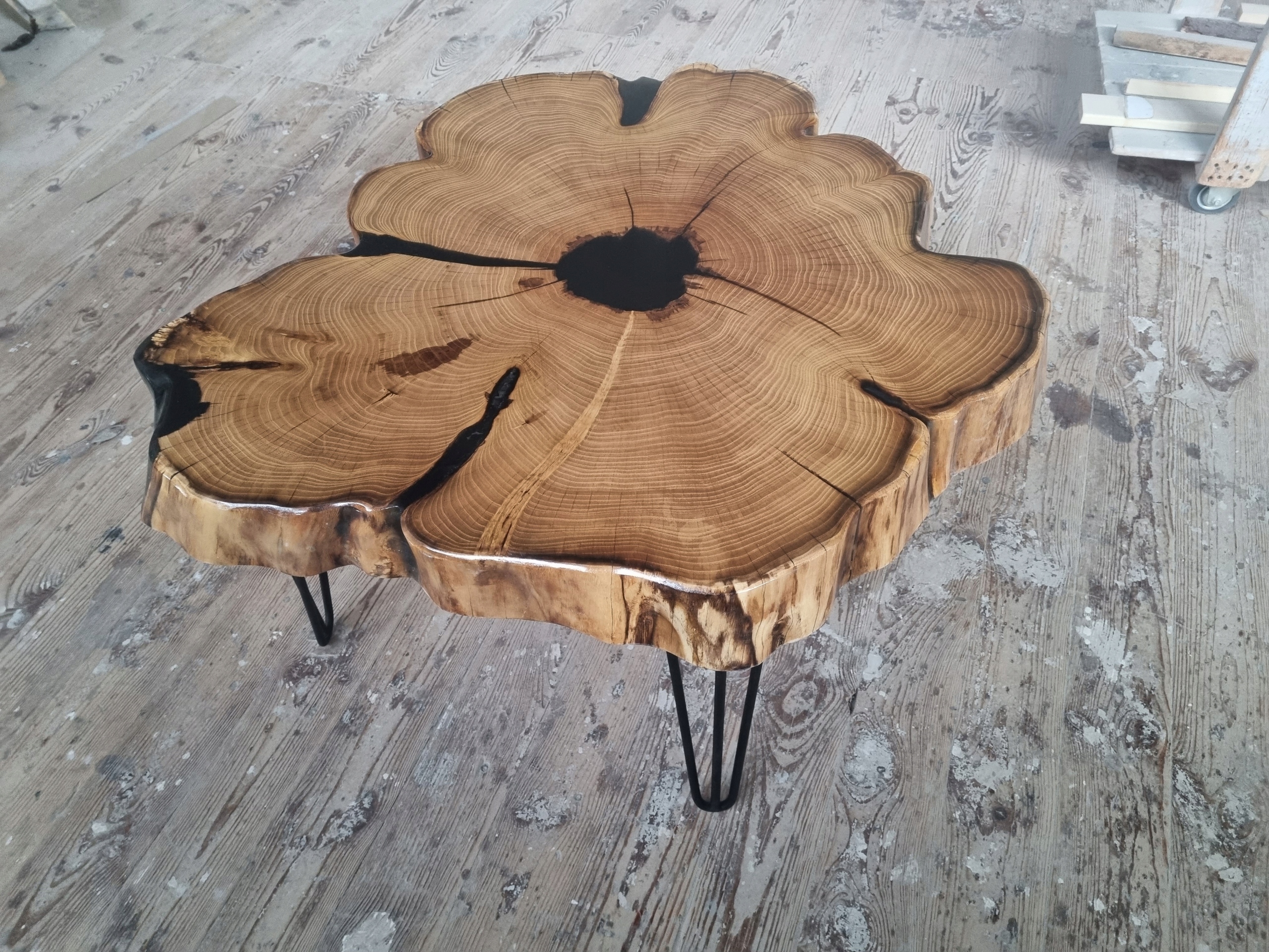 Stolik Kawowy z plastra drewna Akacjowego 86*90cm blat gr.9cm