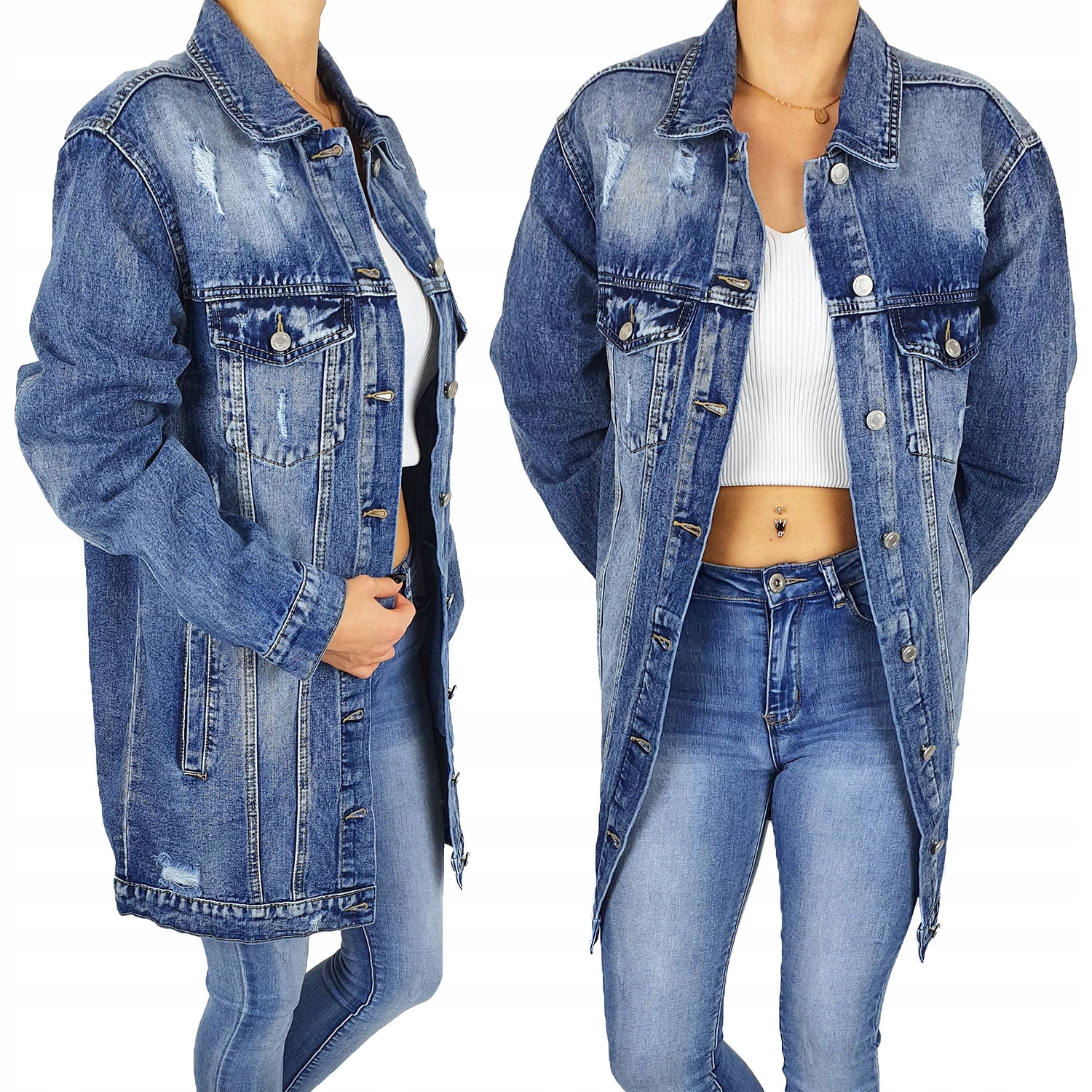 

Damska Katana Jeans Długa Kurtka Long Plus - Size