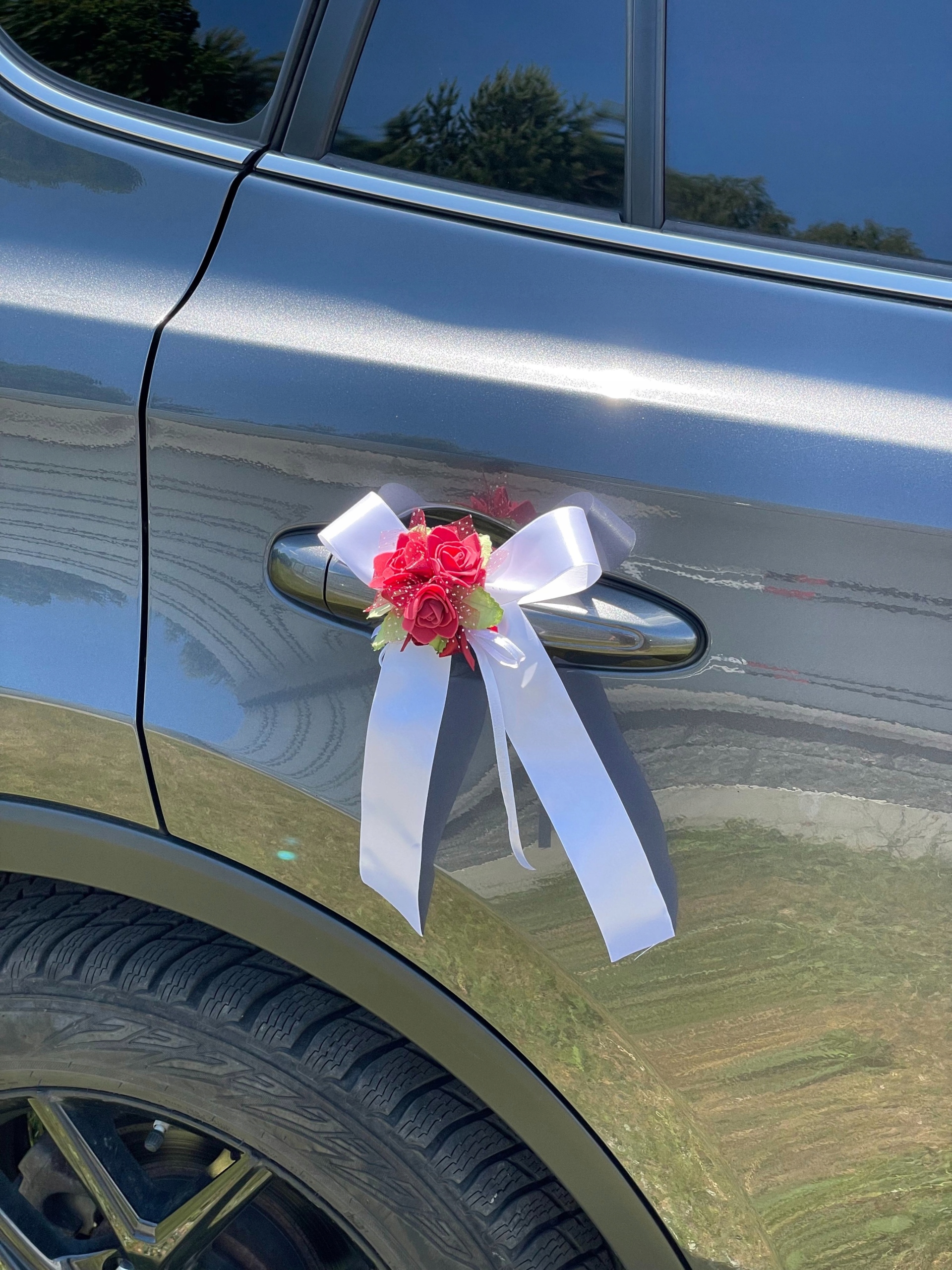 Kokarda dekoracja samochodu / krzeseł ślub czerwony