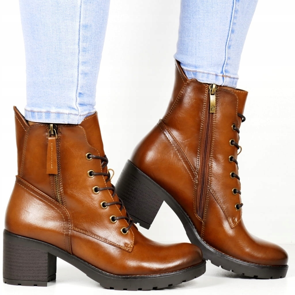 Hnědé Kotníkové Boty Na Podpatku Workery Trapery Zimní Boty Podzimní Pohodlné Módní