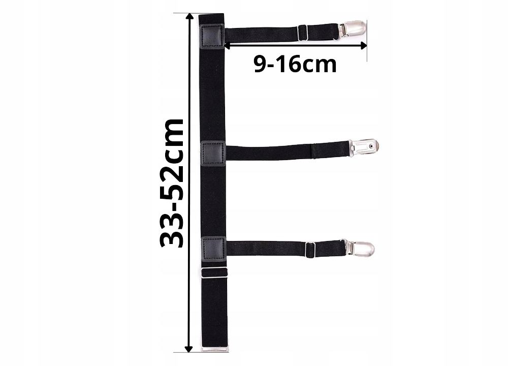 SZELKI MĘSKIE DO UTRZYMANIA KOSZULI UNIWERSALNE WYTRZYMAŁE WYGODNE 2szt. Kolor czarny