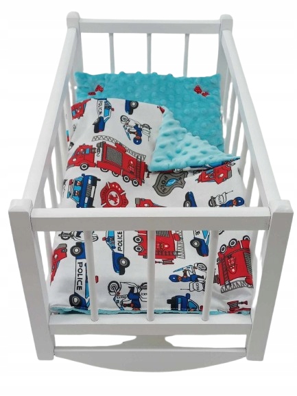 KOŁYSKA DREWNIANA BIAŁA dla lalek POŚCIEL MATERAC