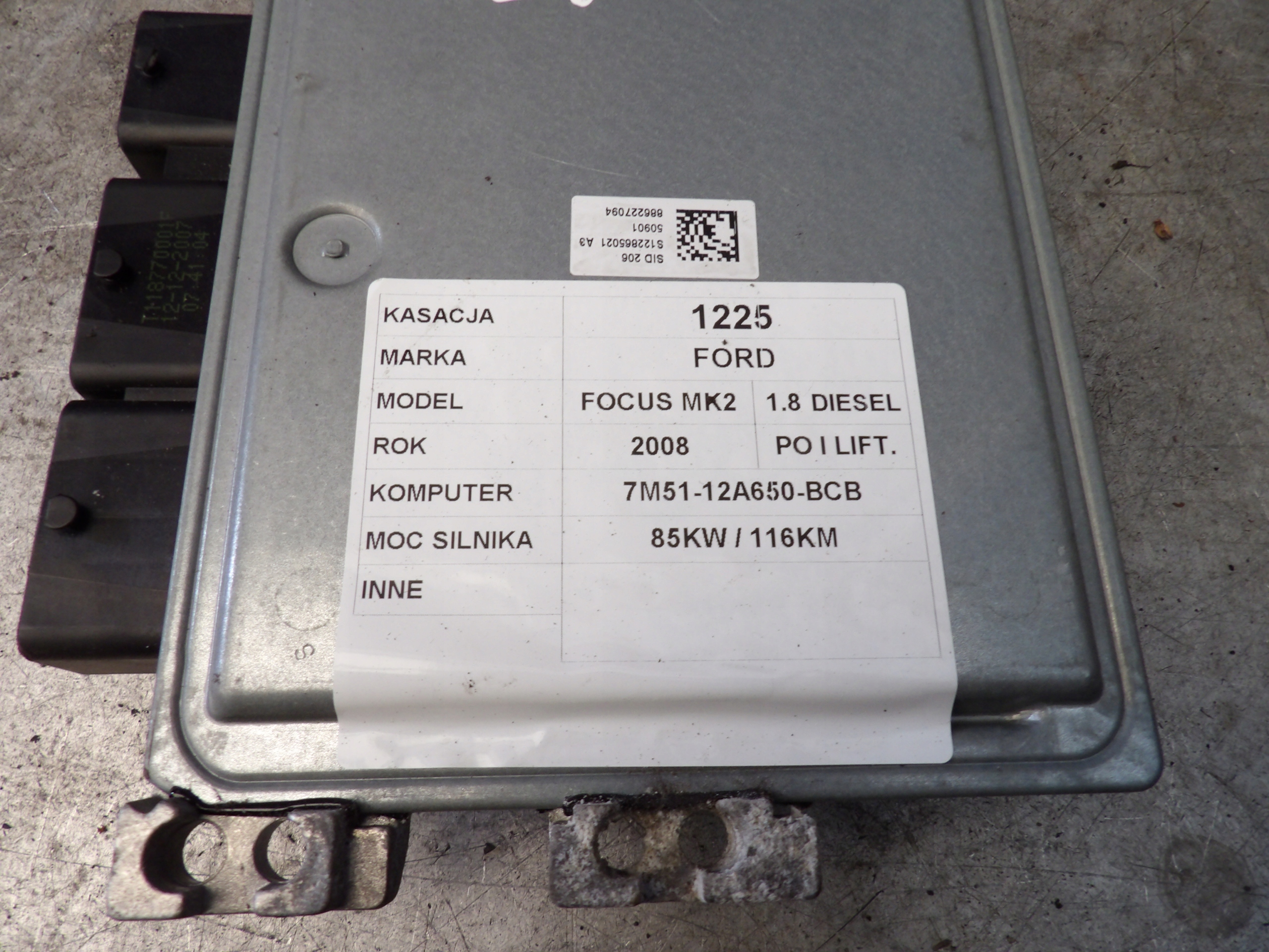 Ford Focus MK2 Computer 5WS40778B-T 7M51-12A650-BCB MBCB J38AC