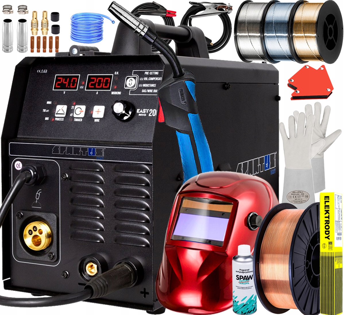 Poloautomatický Svařovací Stroj Spartus 200A Flux Euro 3V1