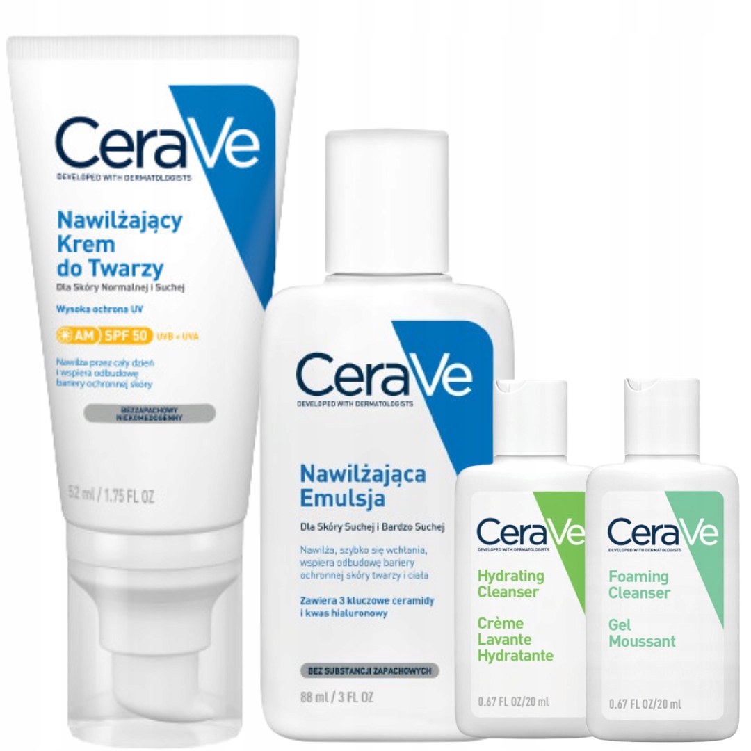 CeraVe Krem Nawilżający do Twarzy Spf 50, Emulsja Nawilżająca 88ml+GRATIS