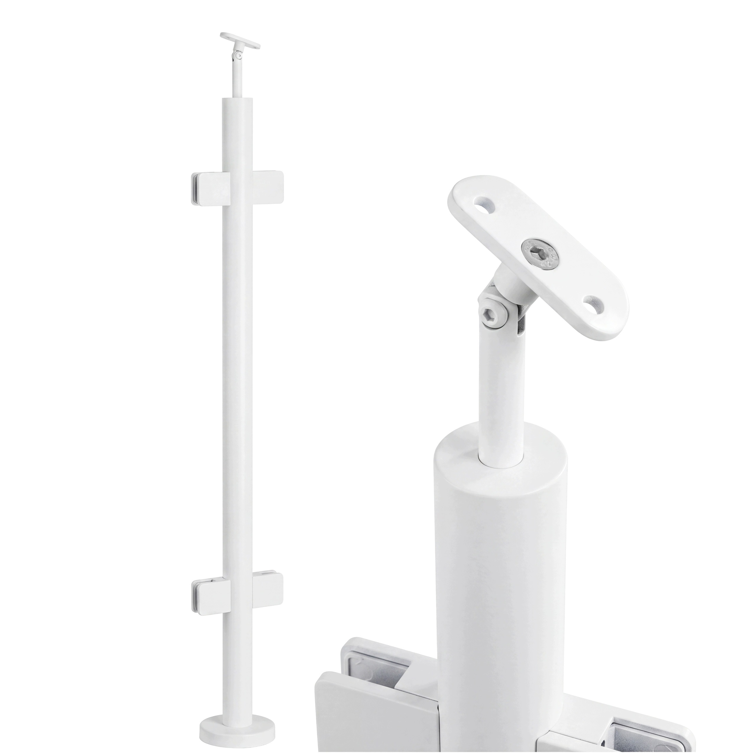 Priechodný stĺpik skleneného zábradlia 100 cm, okrúhly, priemer 42 mm, biely Loft