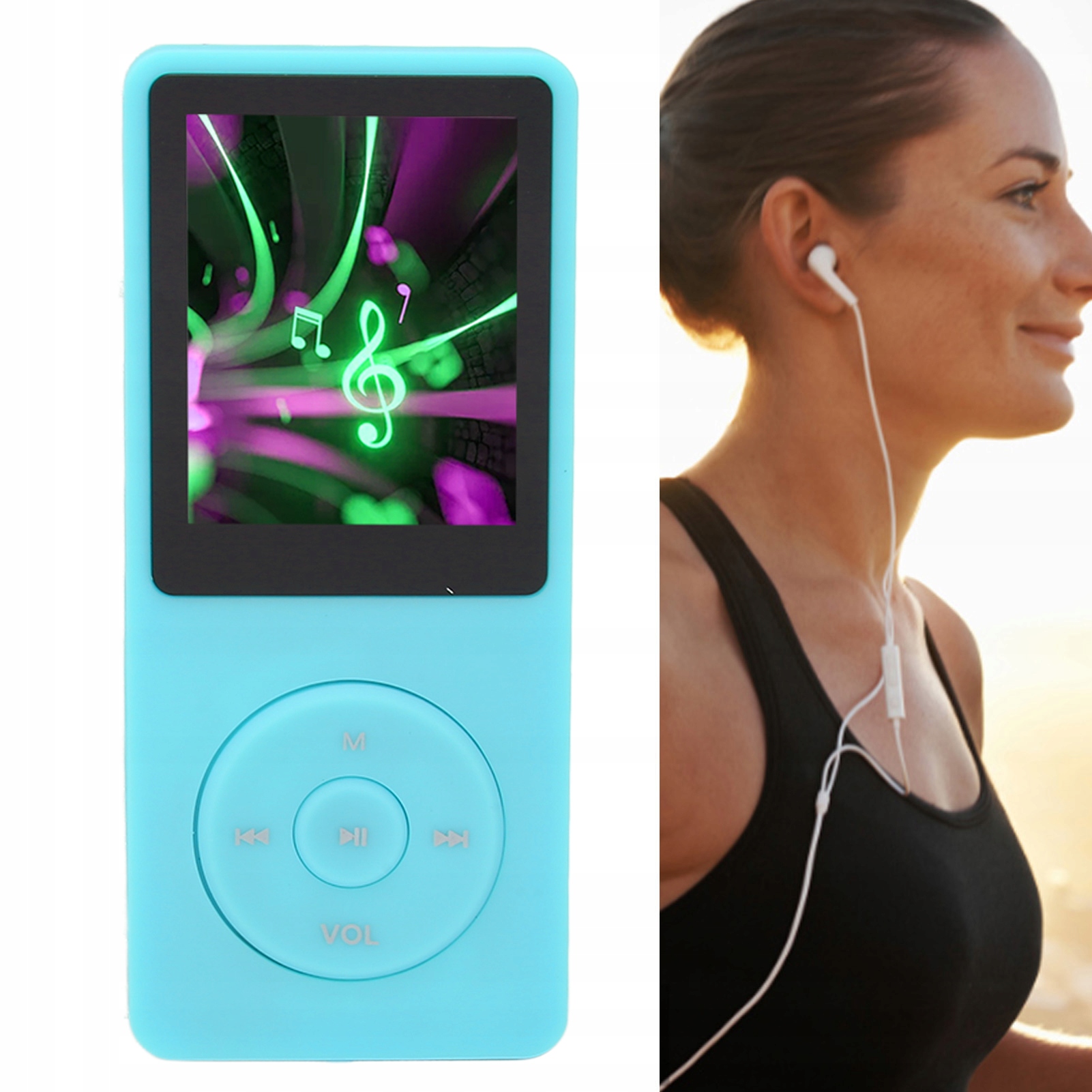 ODTWARZACZ MP3/MP4/WMA/OGG /WAV/AP/FLAC/AAC LC/ACELP 8GB MINI WALKMAN Kolor niebieski