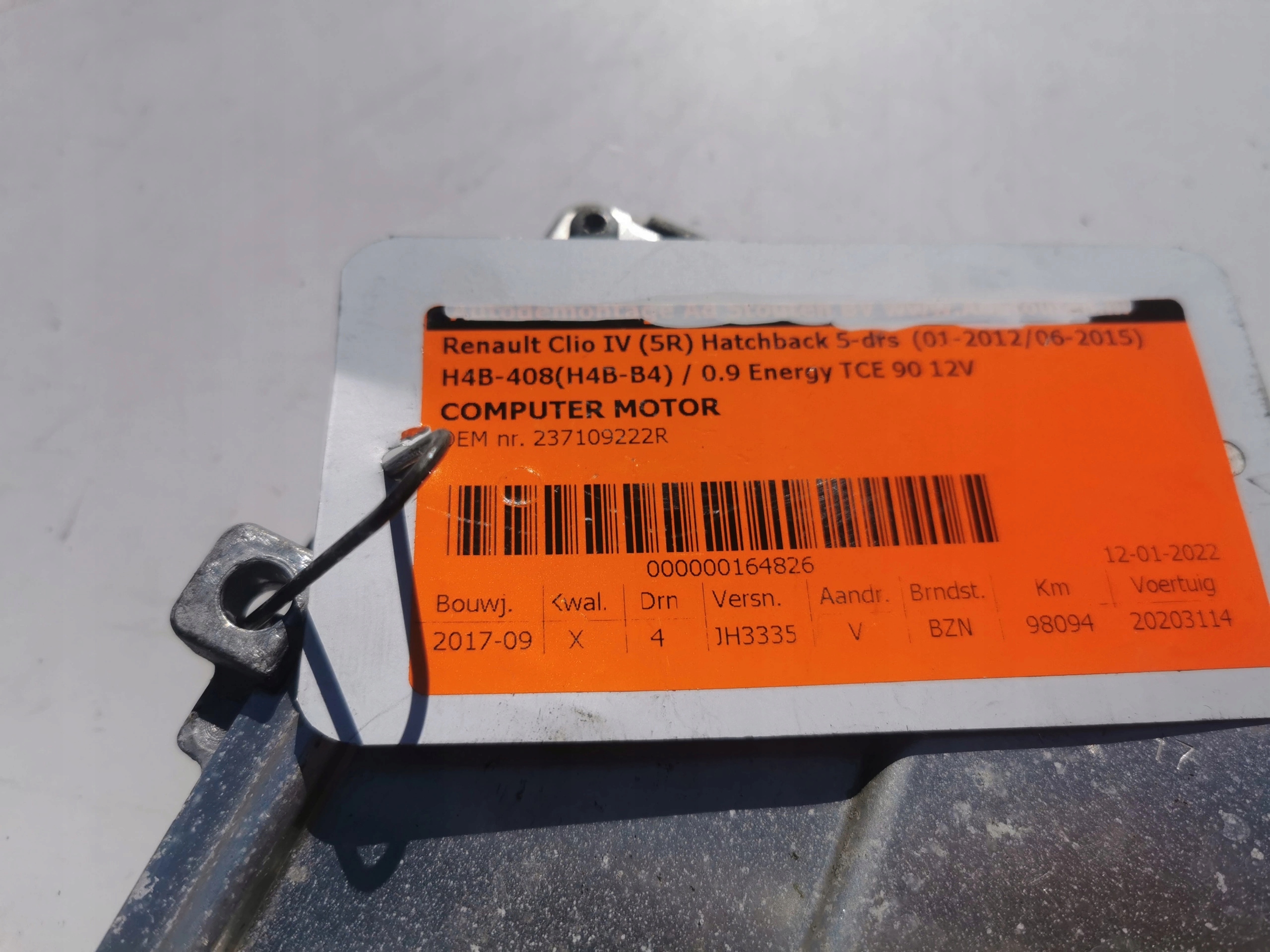 RENAULT CLIO 0.9B V29086932A 237109222R computer E