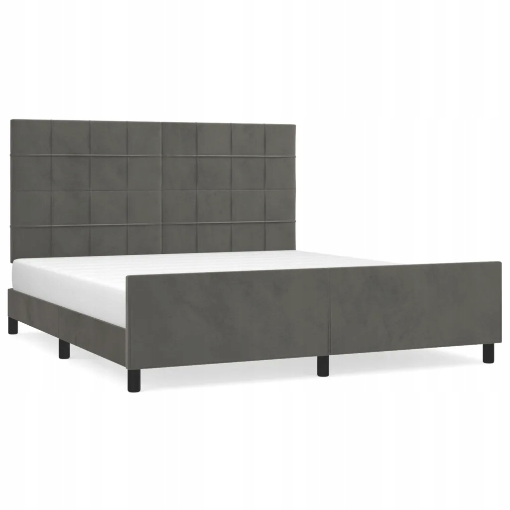 Rám postele s čelem sametový tmavě šedý 203 x 166 x 118/128 cm
