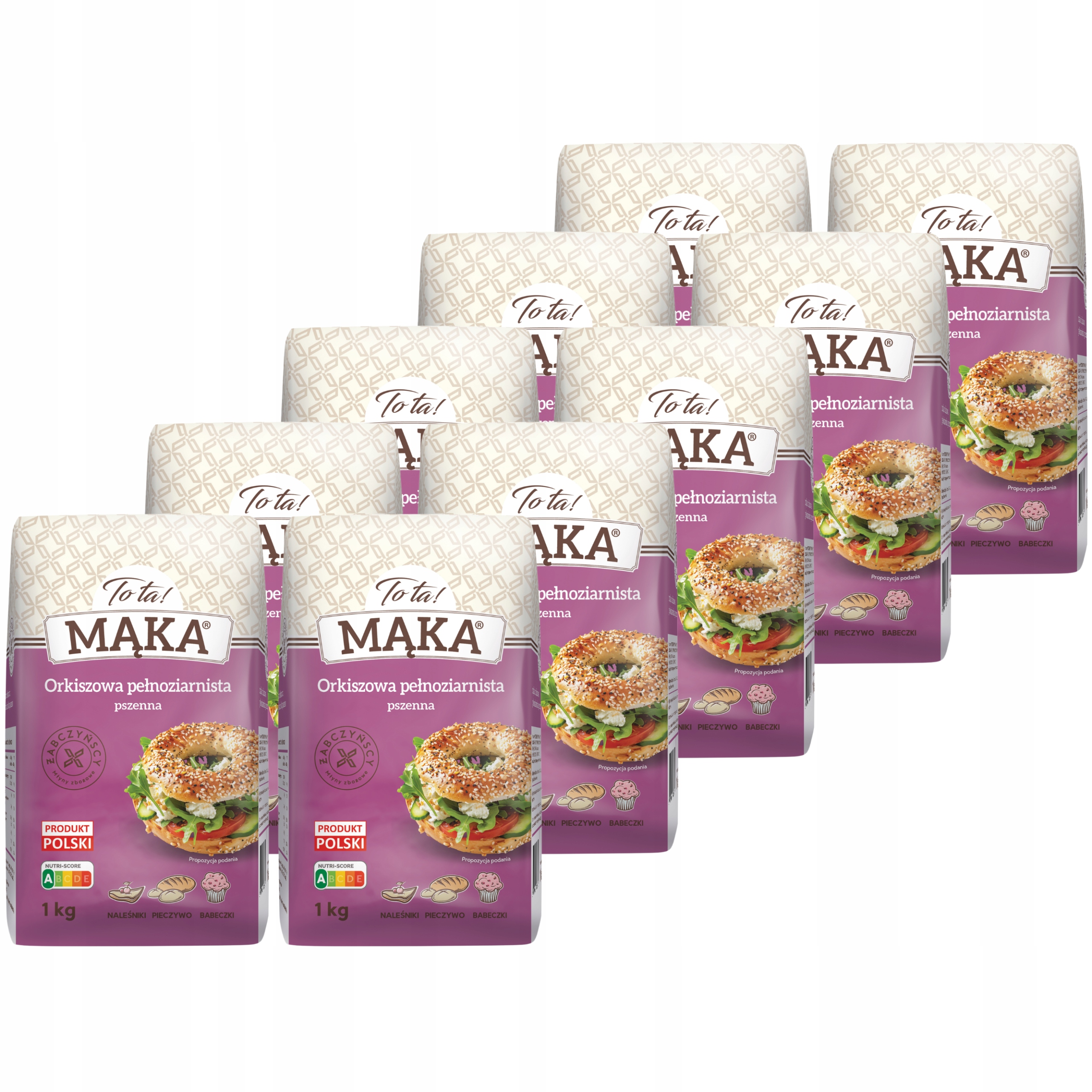 To ta! Mąka orkiszowa pszenna pełnoziarnista 1 kg x 10 sztuk