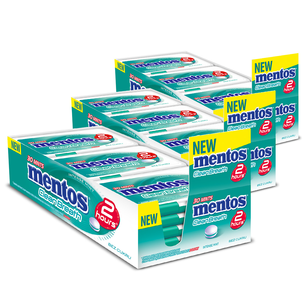 Mentos Clean Breath pastylki cukierki bez cukru Intense Mint 36x21g