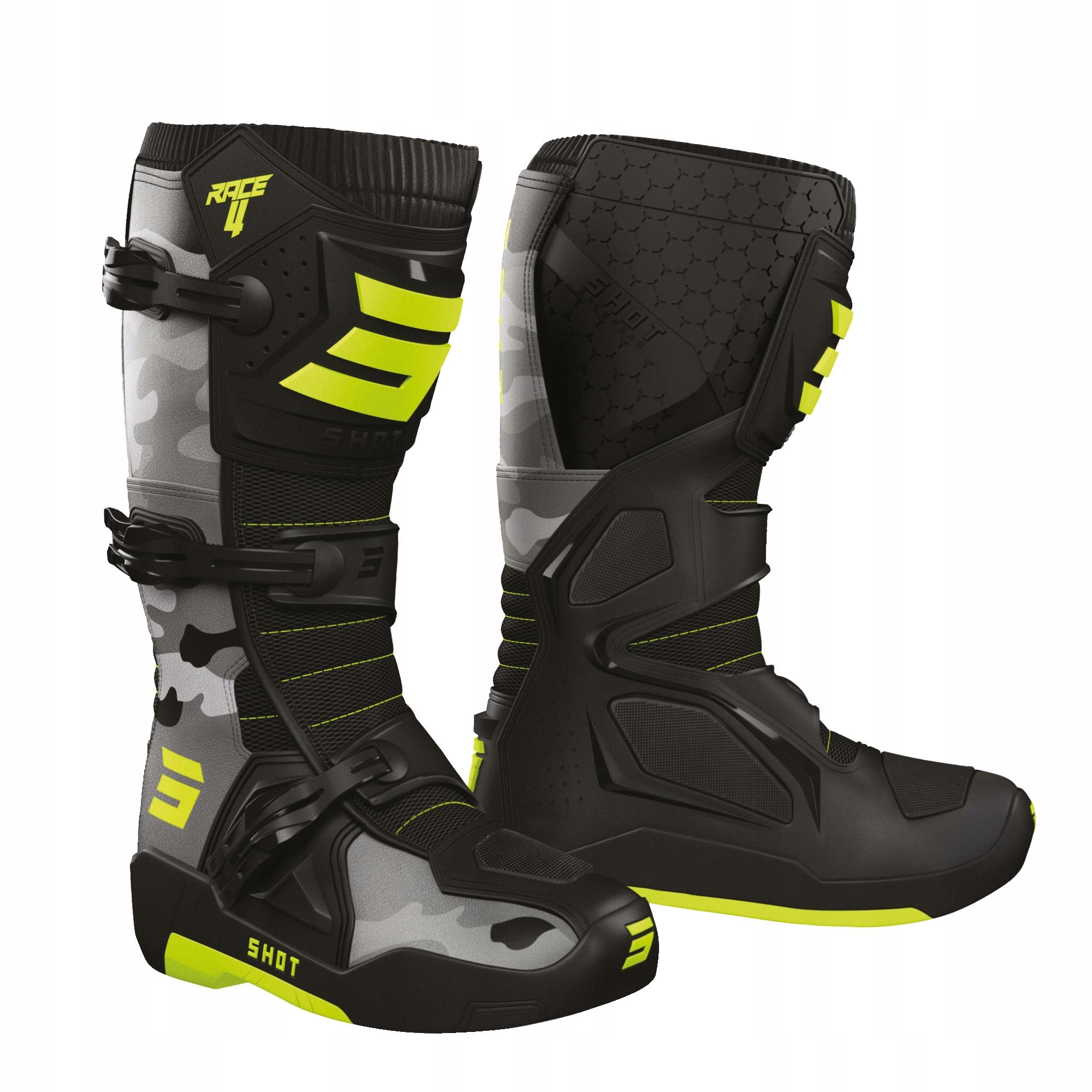 Topánky Na Cross Quada Offroad Enduro Offroad Shot Race 4 Camo Neon Yellow 47