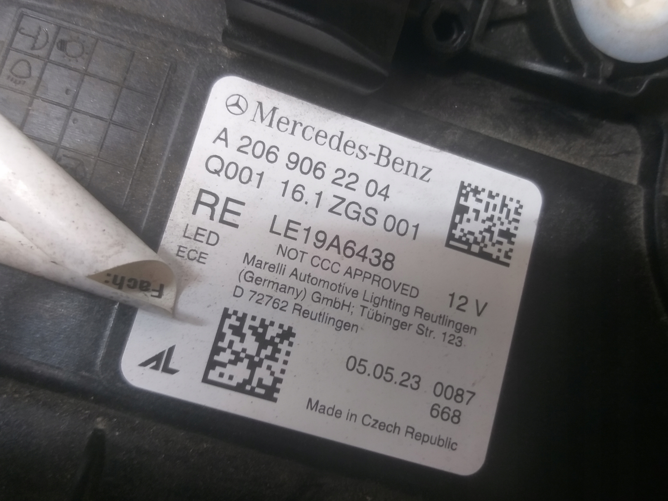 light front right MERCEDES C KLASA W206 FULL LED DIGITAL LIGHT A2069062204