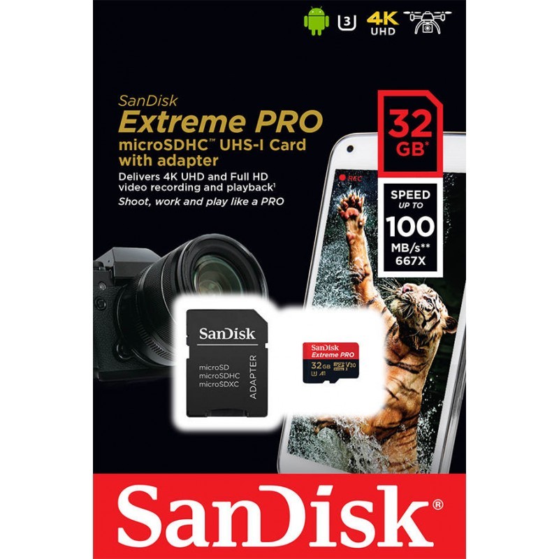 Karta micro SD 32 GB SanDisk Extreme PRO adapter Producent SanDisk