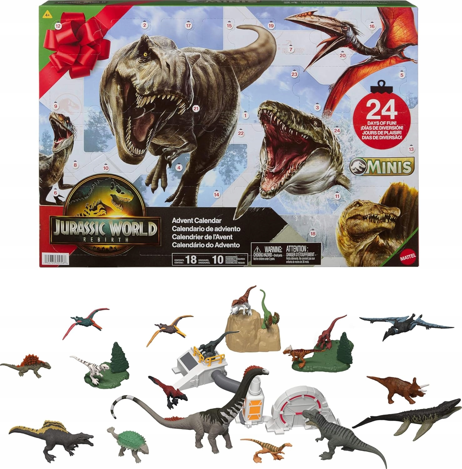 Jurassic World: Znovuzrození Adventní Kalendář S Figurkami, Doplňky A Dinosaury
