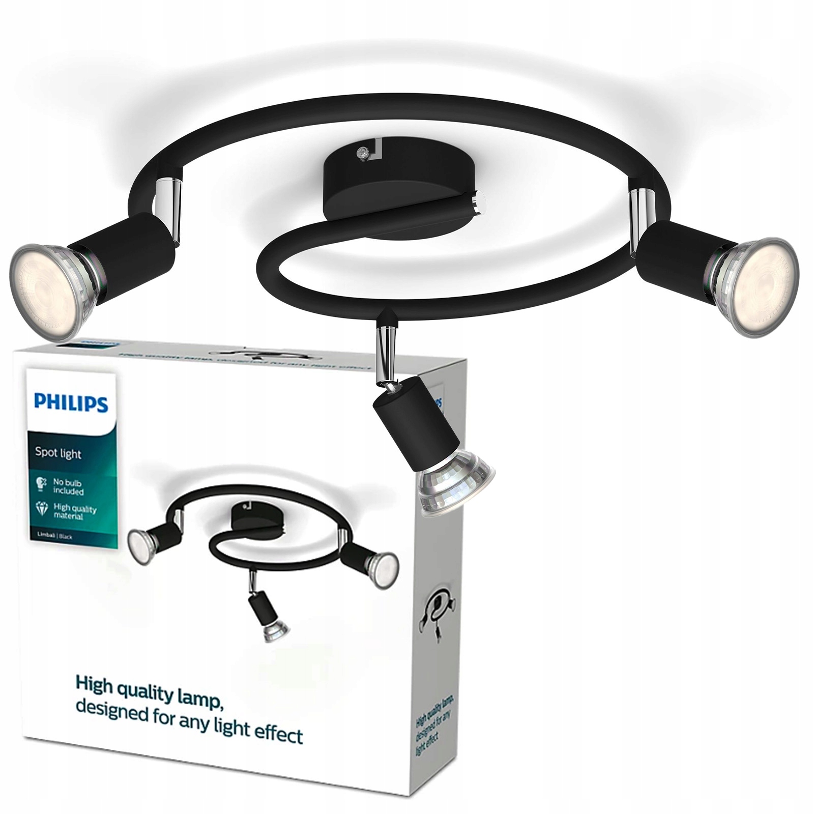 Stropní Svítidlo Reflektor Nástěnný 3x GU10 Černá Limbali Philips