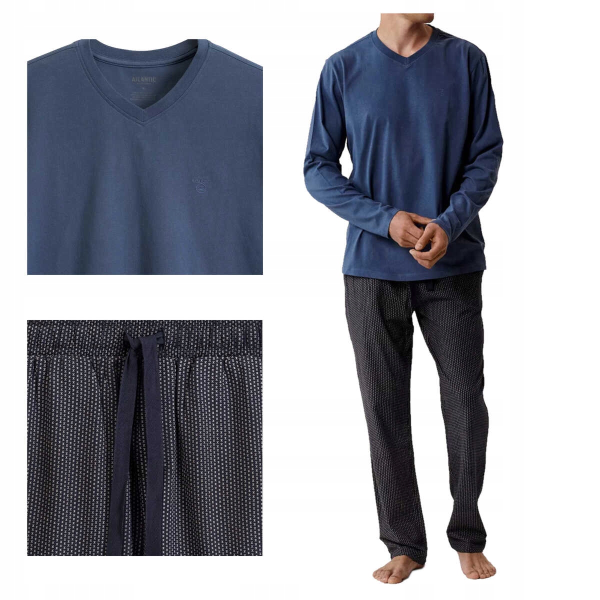 Atlantic Pánské pyžamo bavlna s dlouhým rukávem, pohodlné Nmp 389 XL