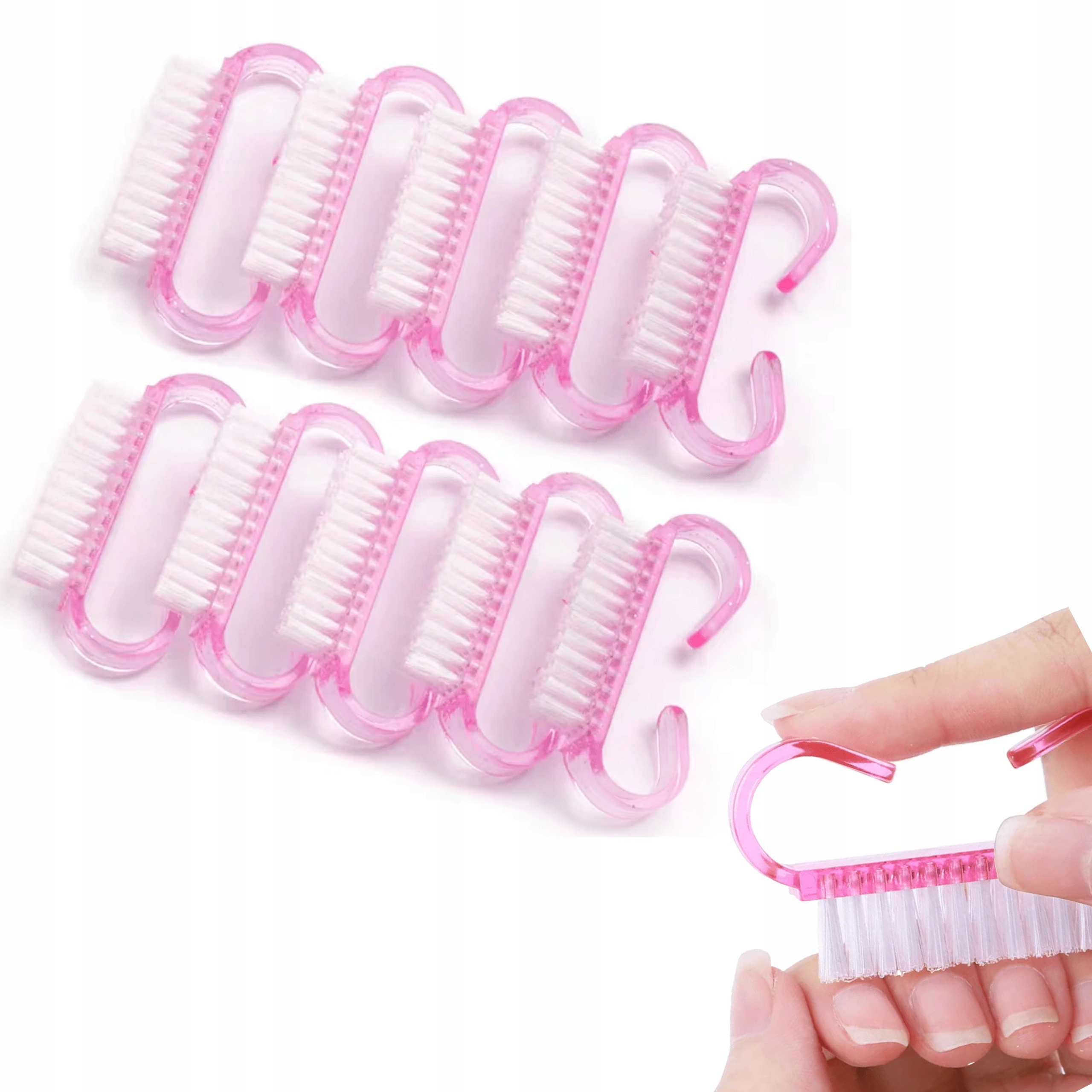 SZCZOTECZKA DO MANICURE CZYSZCZENIA PYŁU PAZNOKCI RÓŻOWA 10 SZT