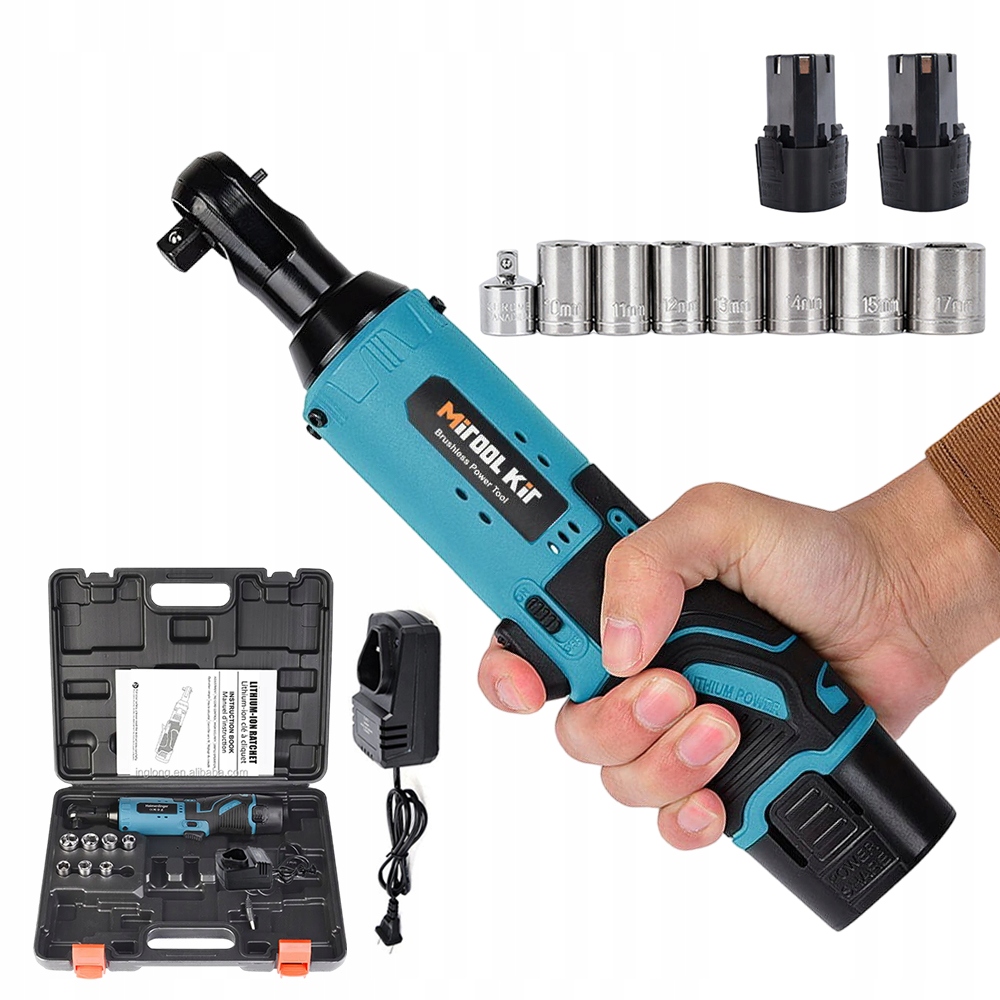 Elektrický šroubovák 12V 60N.m s Led osvětlením, sada s 8 nástavci