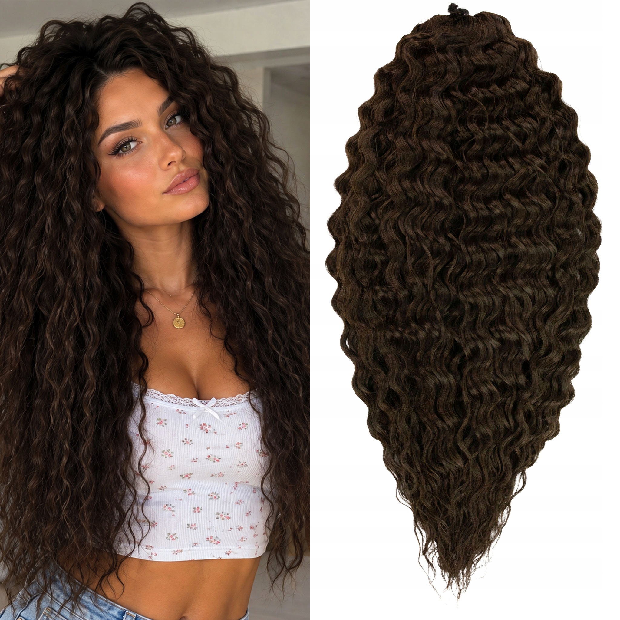 Włosy syntetyczne fale Afroloki Ariel Pro 55cm 300g bardzo ciemny brąz