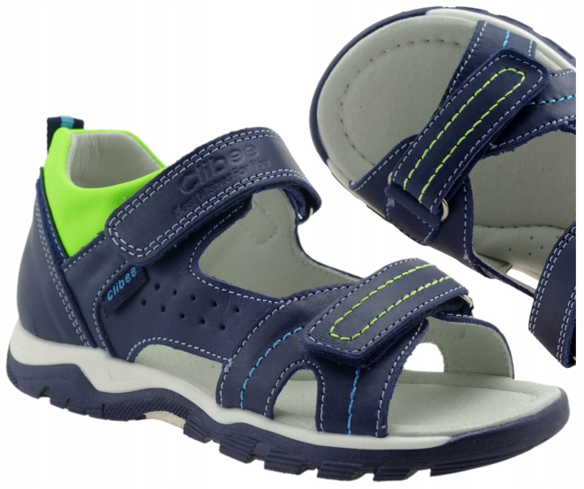 SKÓRZANE SANDAŁY CHŁOPIĘCE BUTY DZIECIĘCE SANDAŁKI NA RZEPY R. 36