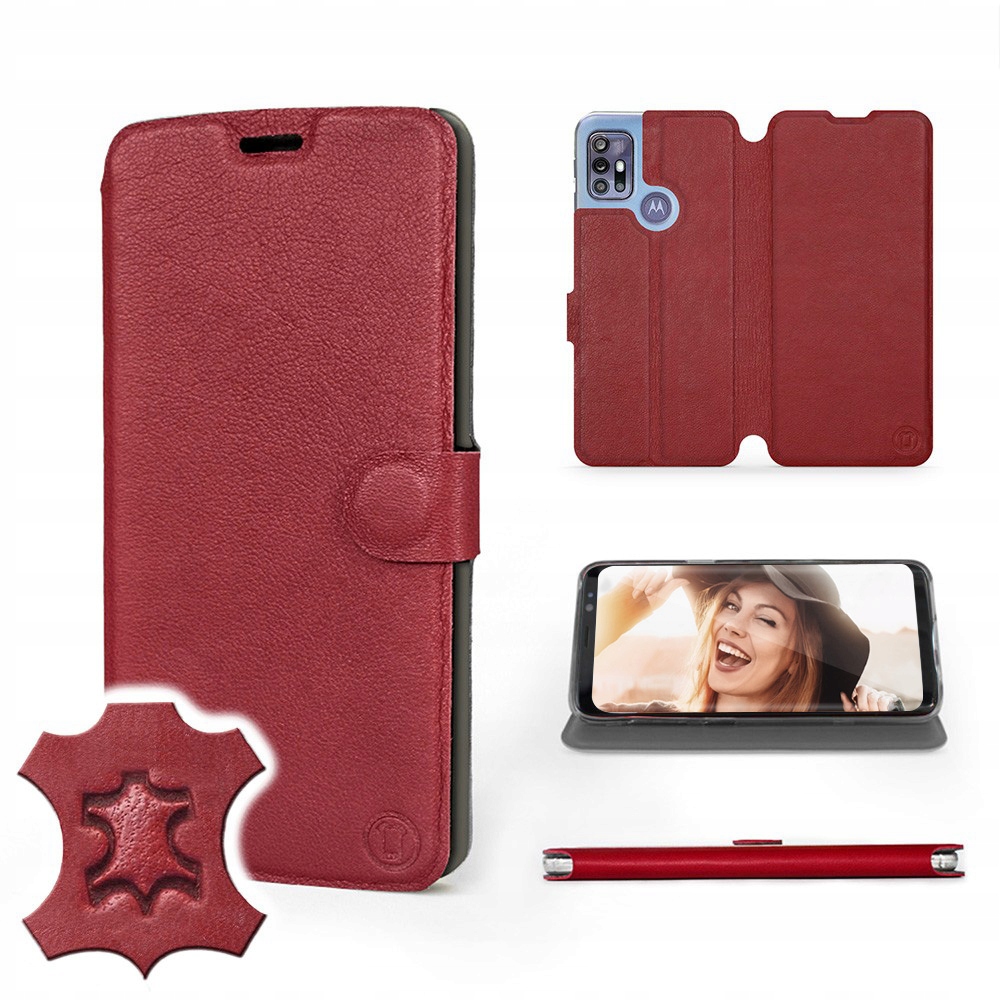 

Etui Mobiwear do Motorola Moto G30 - Dark Red Leat
