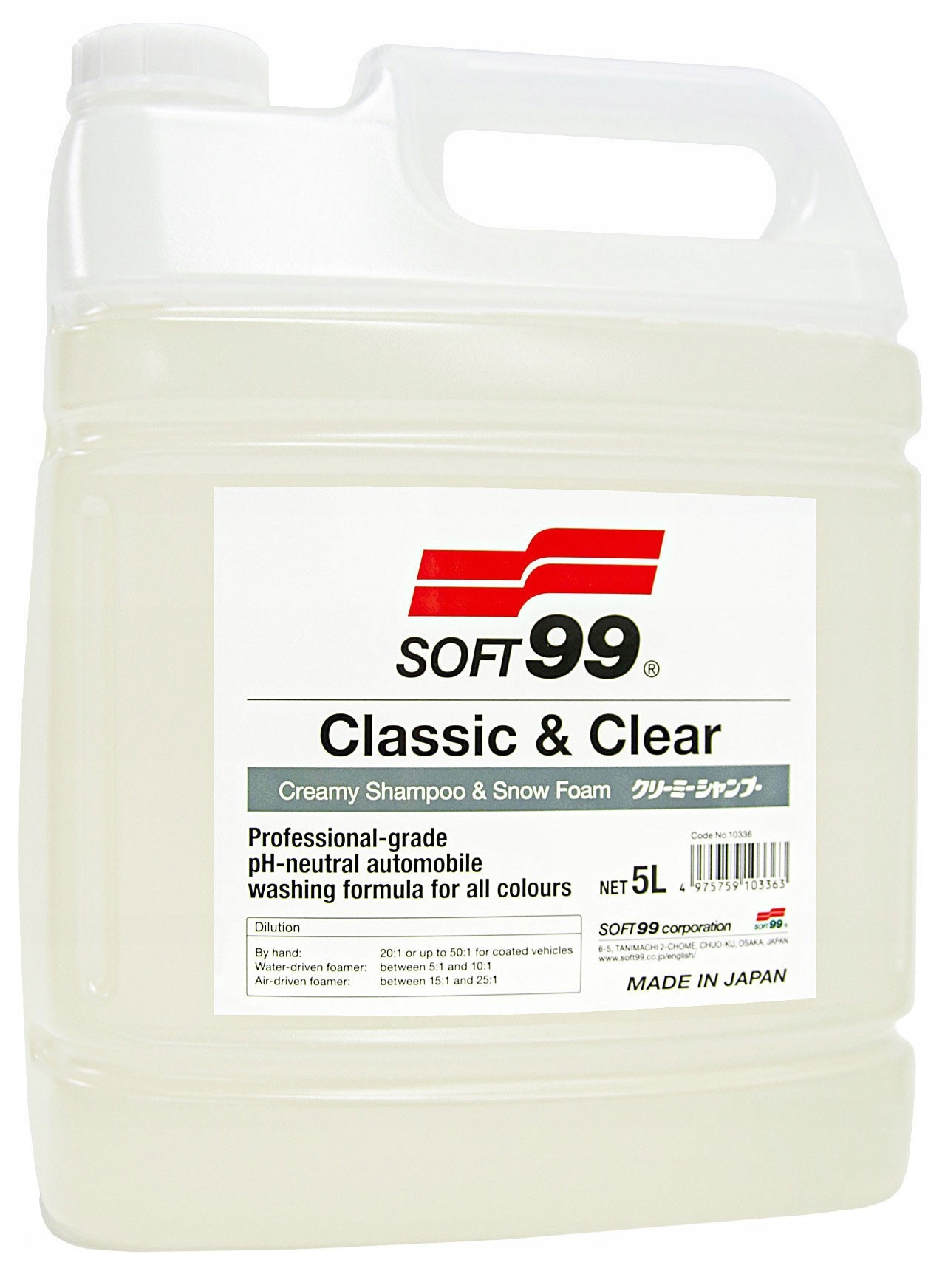SOFT99 Classic Clear Shampoo 5l Automobilový Šampón Koncentrát 10336