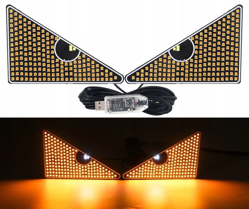 Dynamické světlo 2xOči ďábla pro auta 9.0x13.3x15.8 cm Oranžové