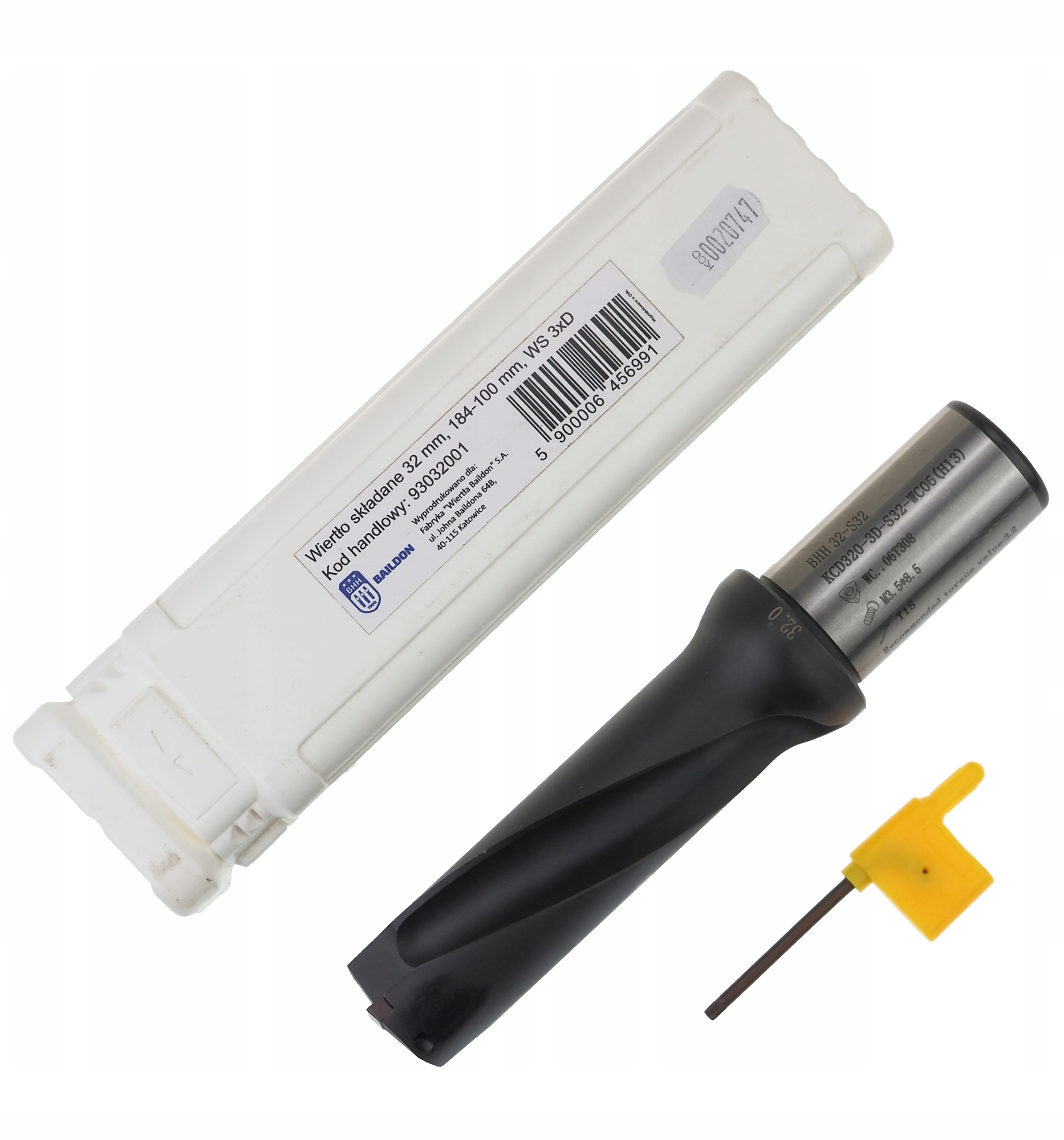Polskie wiertło składane Baildon Ws 3xD 32mm 184mm na płytki WCMT06...