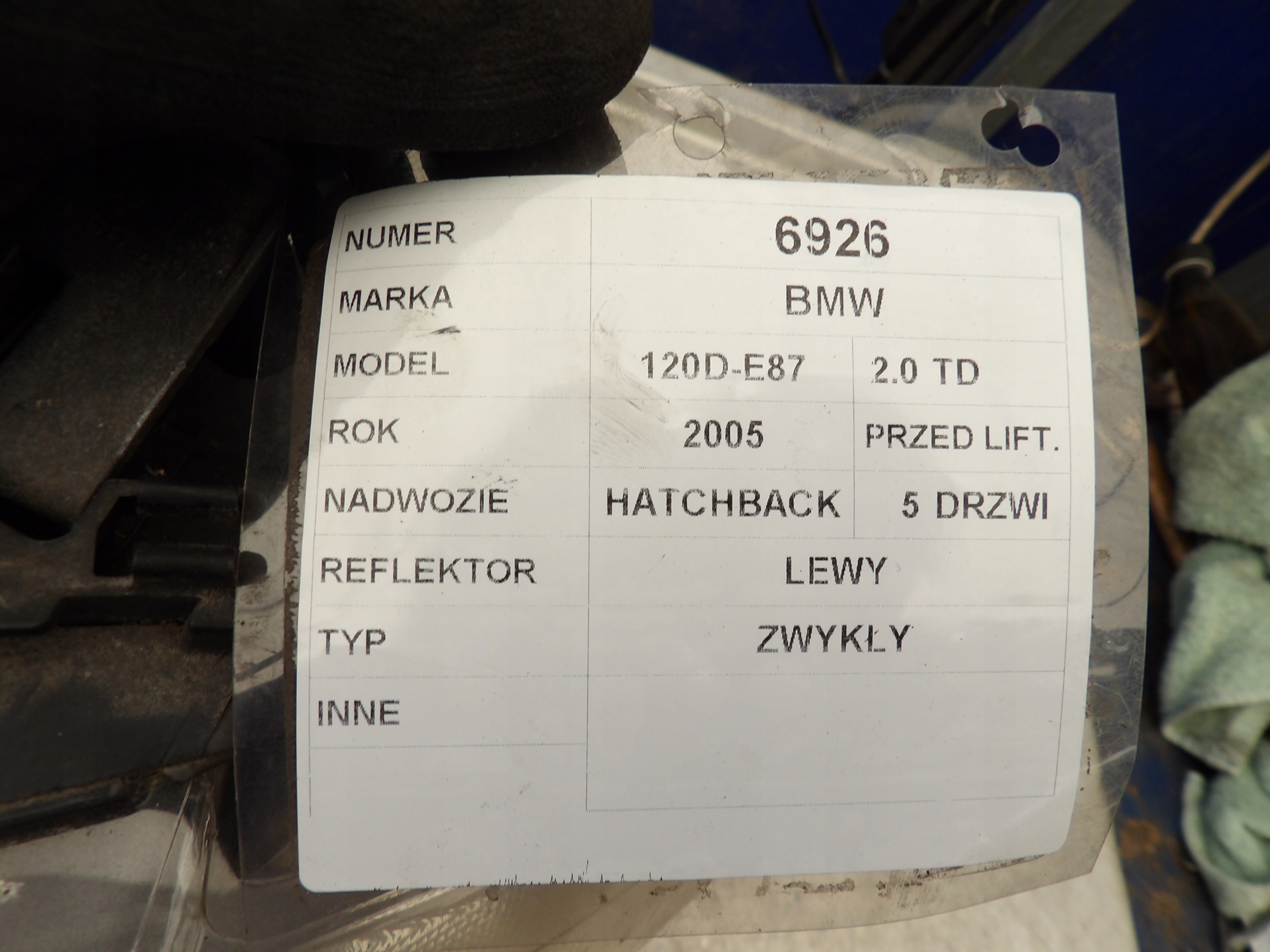 BMW 120D E87 light przedia left