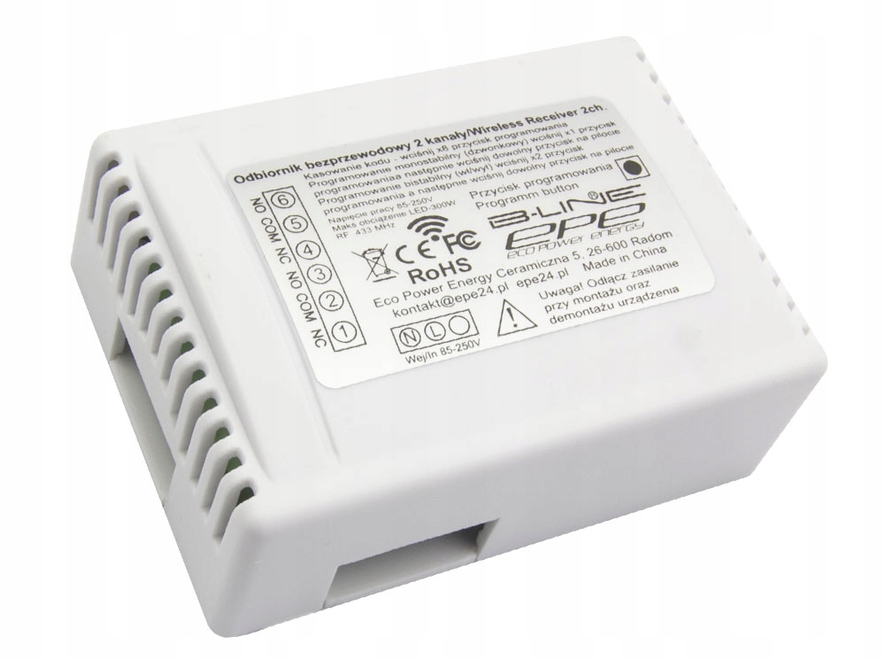 

Zdalne Sterowanie 230V Pilot 2 Kanały B-line RF433