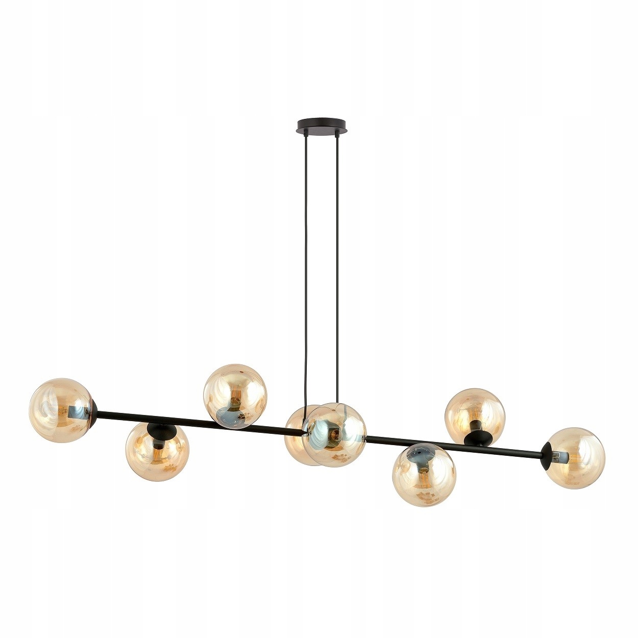 Lampa Wisząca Szklane Bursztynowe Kule Emibig Rossi 876/8 Czarna Nad Stół
