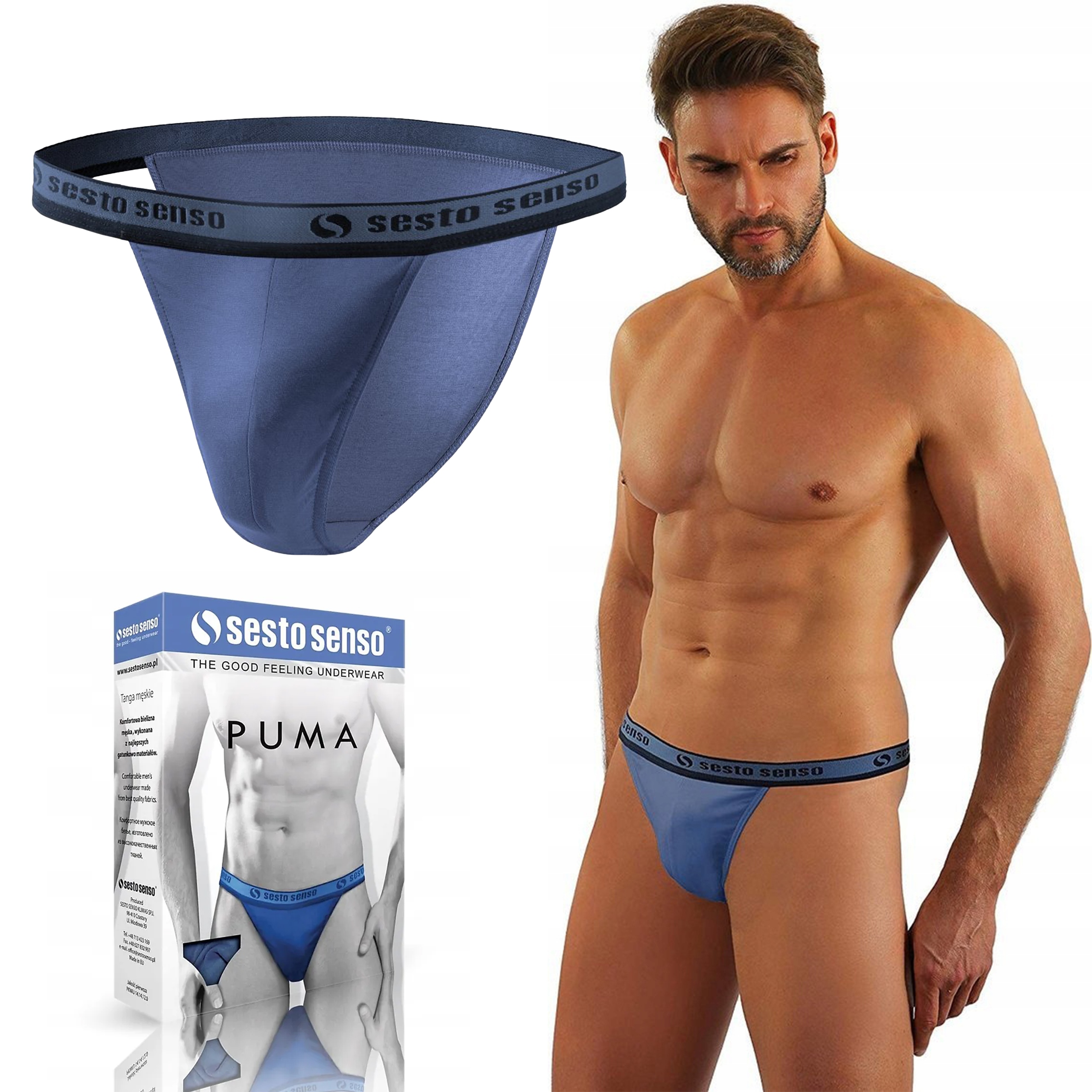 

Slipy męskie Sesto Senso Puma Tanga, Jeans, XL