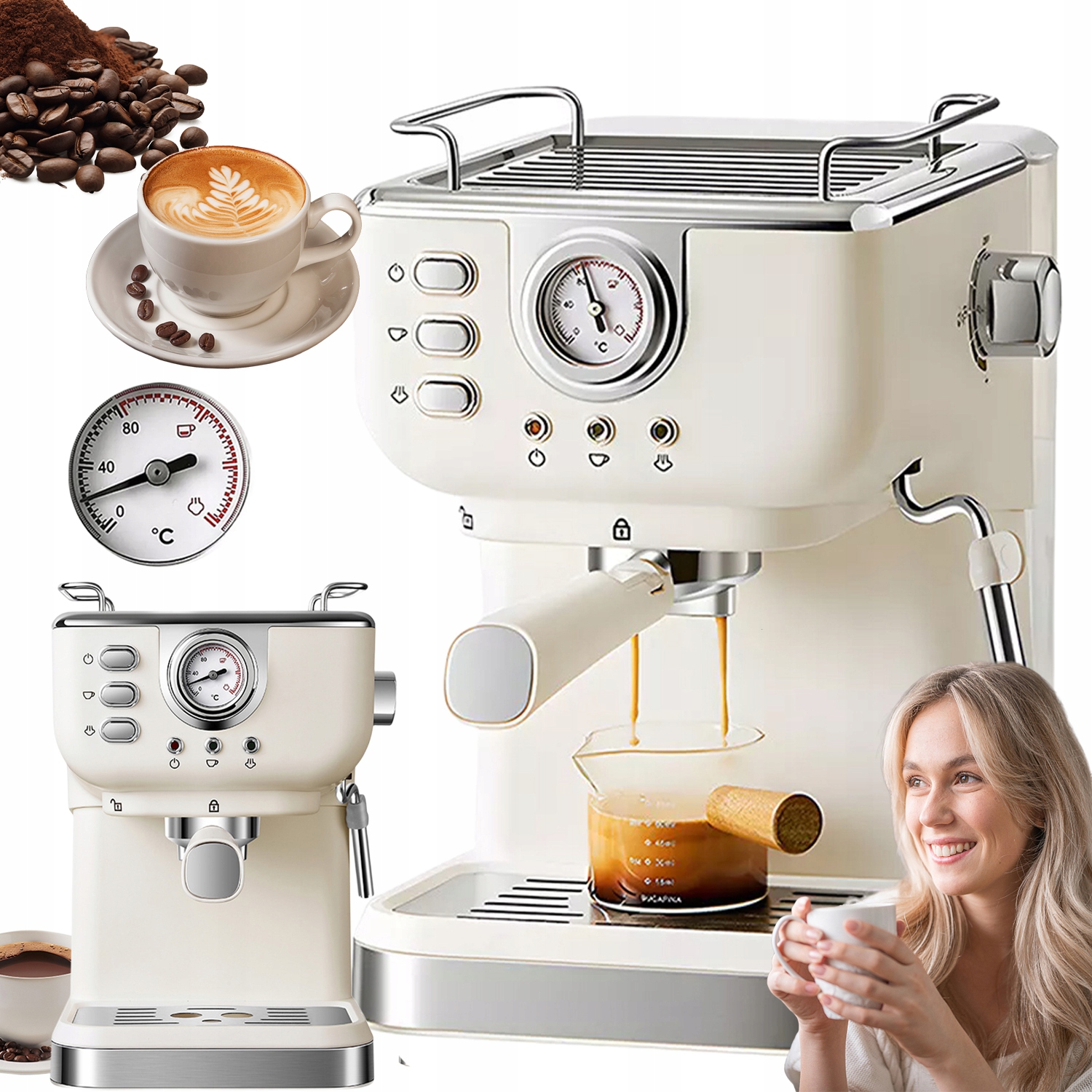 Ekspres do kawy 1,5L Przyrządzanie espresso pod wysokim ciśnieniem 20 barów