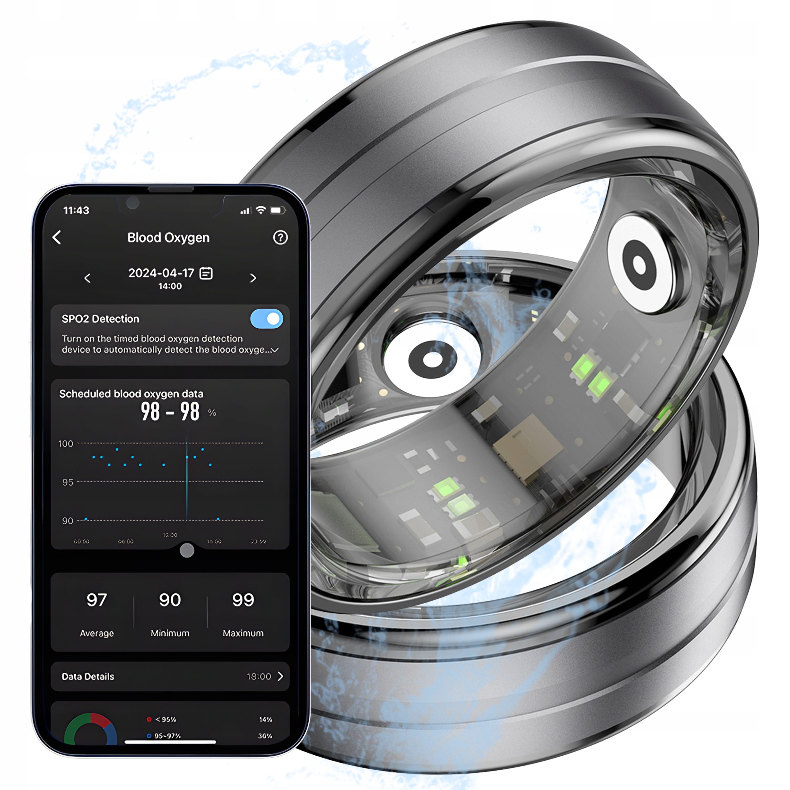 SmartRing Colmi R06 18.9mm BT5.0 Puls Sleep Sport Czarny