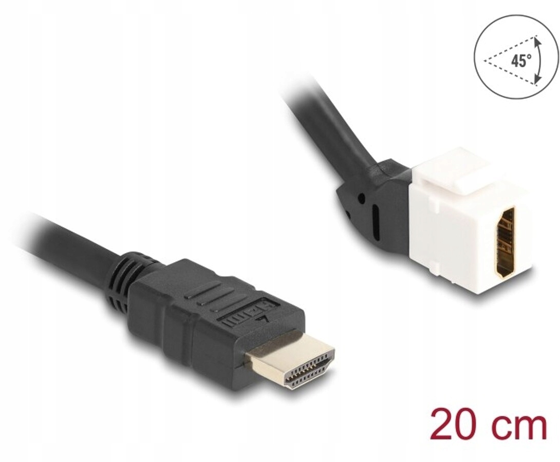 Kabel modułu Keystone HDMI męski do HDMI żeńskiego kątowy 45° Delock 90319