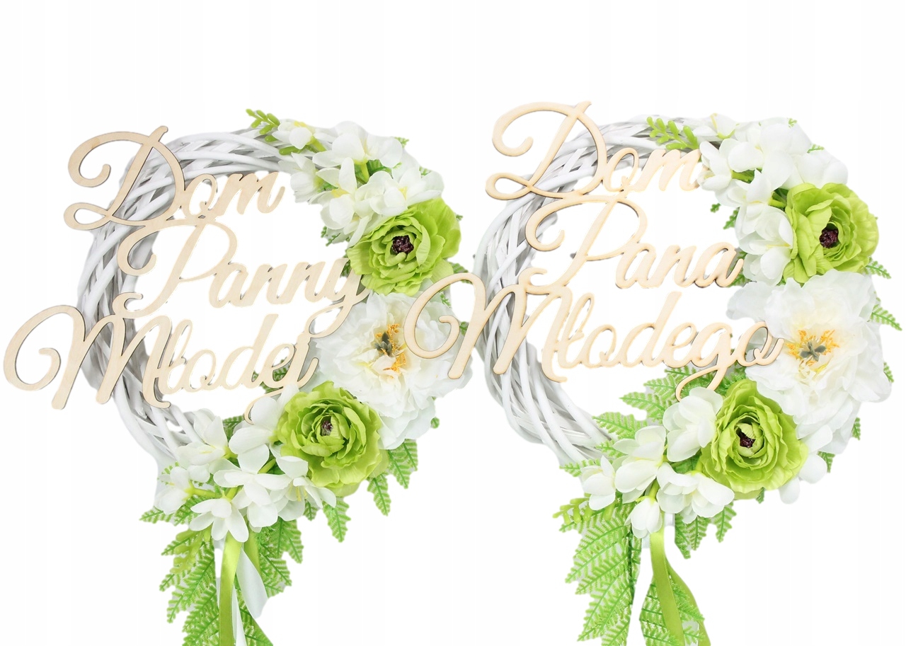 Věnec věnec na dveře Dům nevěsty Zeleň 2ks