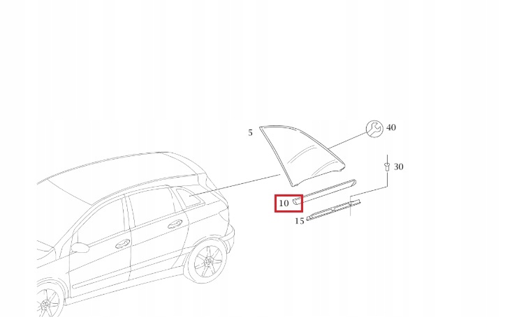 Mercedes W245 Spodní lišta zadního skla pravá Oe