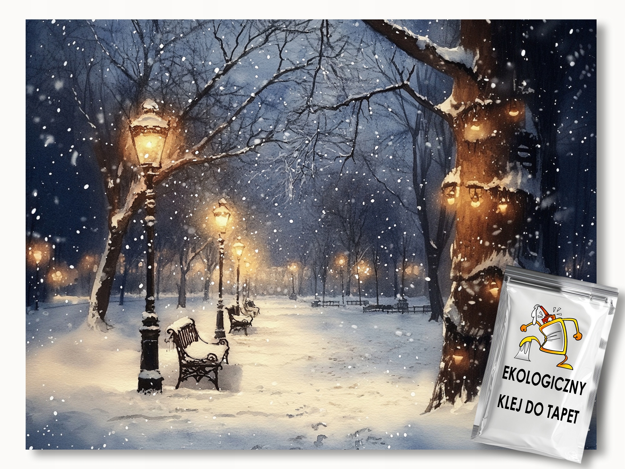 Fototapeta Flizelina Park Stezka Aleja Zima Sníh Večer 416x290 130g