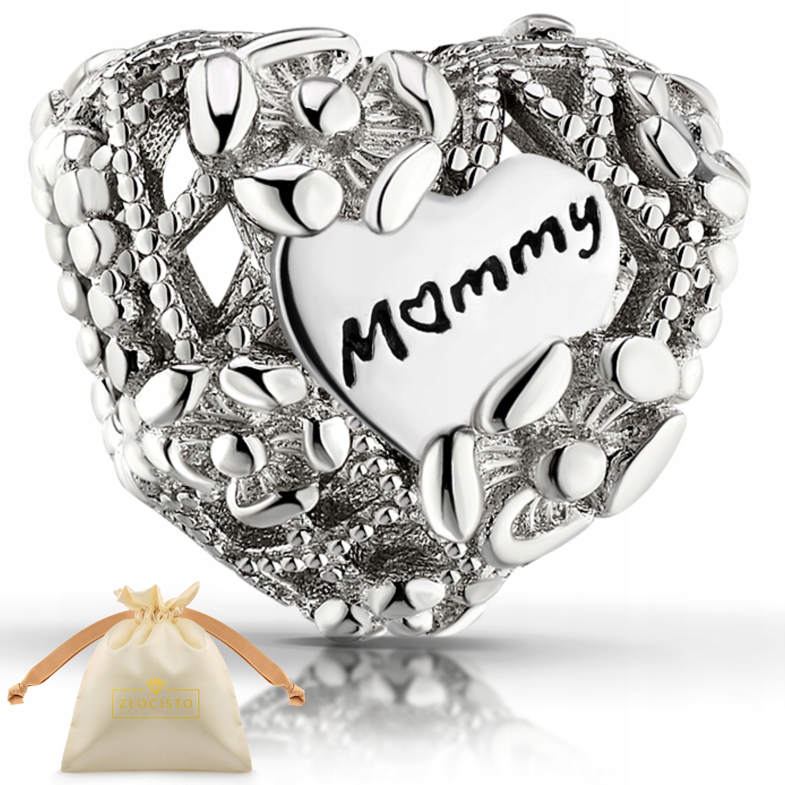 Charms srdce s nápisem mommy pro maminku stříbro 925 korálek beads bead
