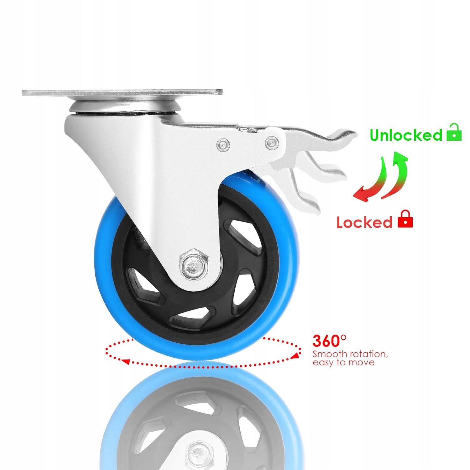ZESTAW 4 KÓŁ KÓŁKA OBROTOWE HAMULEC 100mm Kod producenta B0B2RC3714