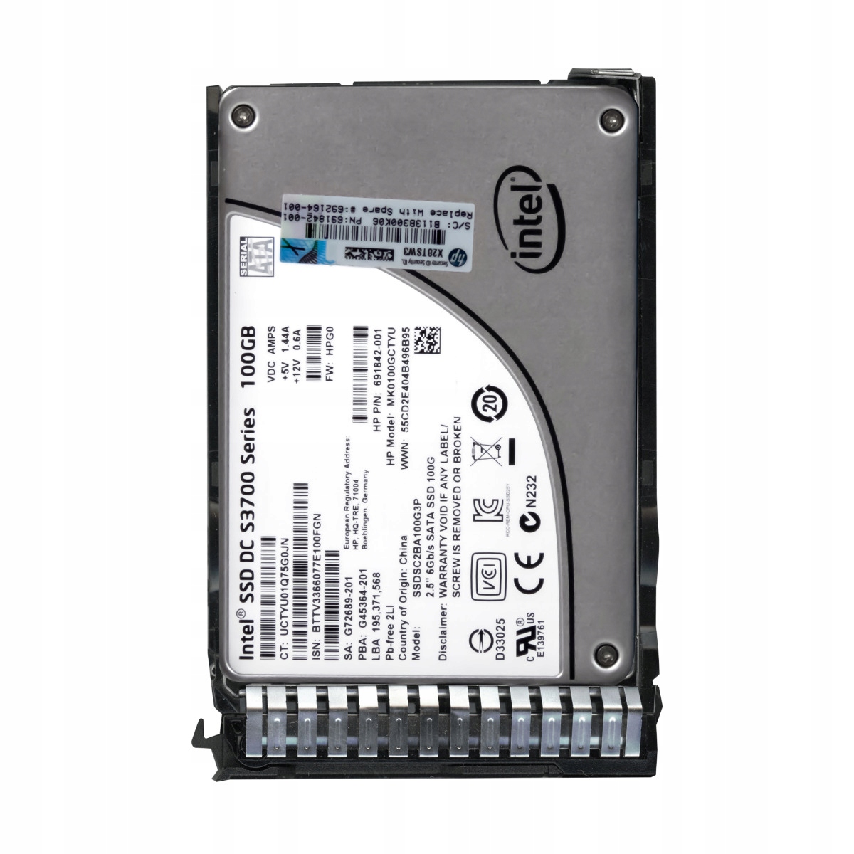 Hp 692164-001 100GB Sata III MLC 2,5'' MK0100GCTYU
