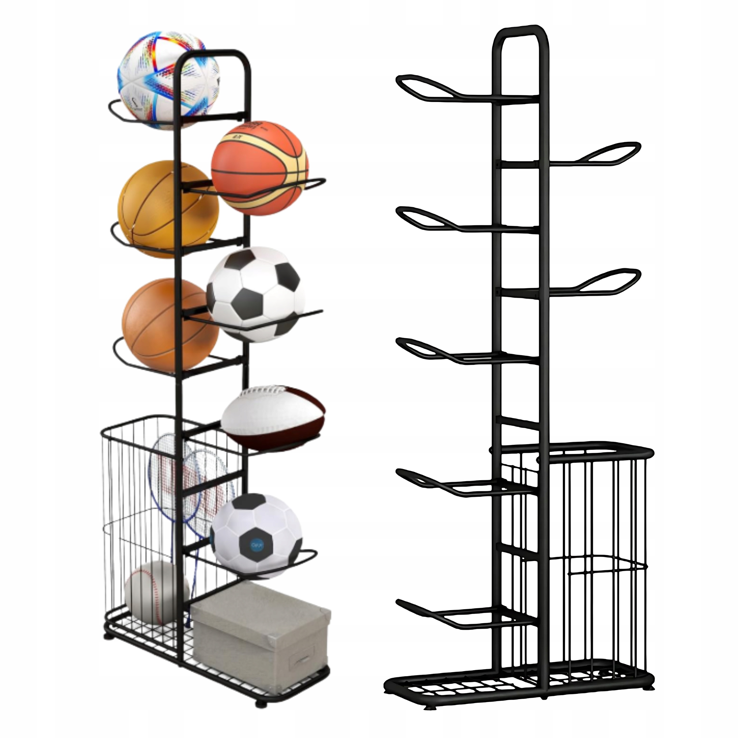 Organizér Stojan Na Míče Kovový Regál Držák Na Míč S Košem
